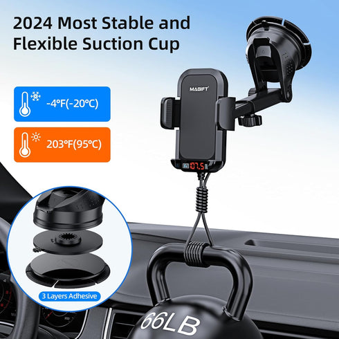 54W Bluetooth 5.3 FM Transmitter Car Adapter, 3-in-1, HiFi Bass Sound, Hands-Free Calling, Phone Holder