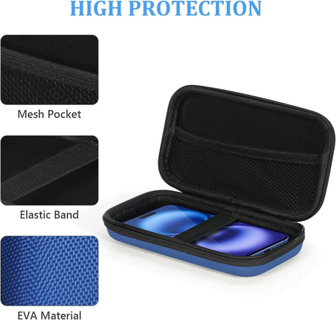 GLCON Portable Protection Hard EVA Case for External Battery, Cell Phone, GPS, Hard Drive, USB/Charging Cable, Small