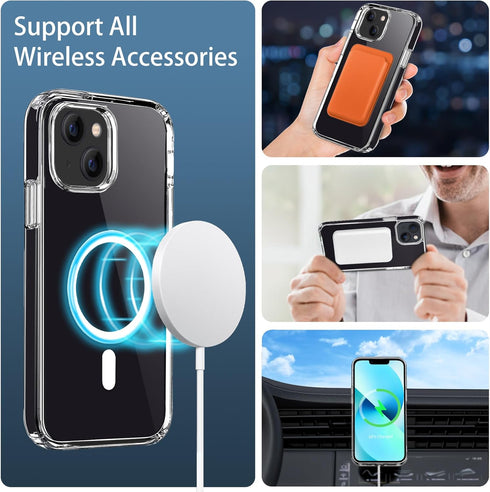 Magnetic Case Compatible with iPhone 13 Mini, Transparent Anti-Scratch Back Shockproof Protective Slim Thin Phone Case