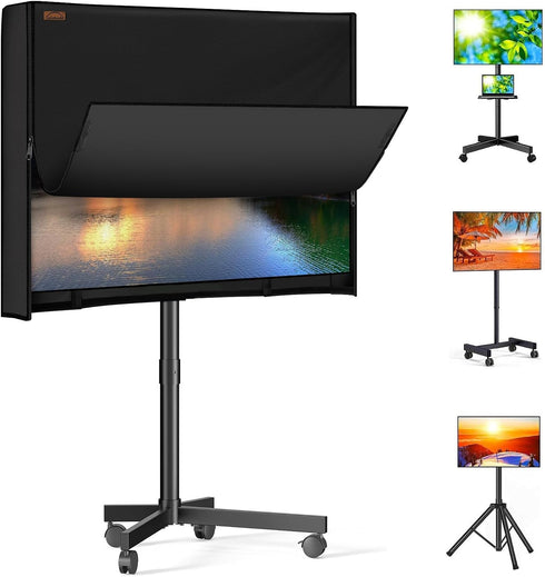 Mobile Outdoor TV Stand Cover, 43" Television Covers with Side Zipper for
