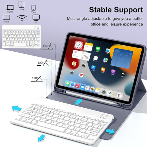 KENKE iPad Air Case with Keyboard 6th/5th/4th Gen 11 & 10.9 Inch, Detachable Wireless Bluetooth, Auto Wake/Sleep