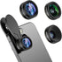 COSULAN Phone Camera Lens 3 in 1 Kit - 235° Fisheye Lens + 25X Macro Lens + 0.62X Wide Angle Lens for Smartphones