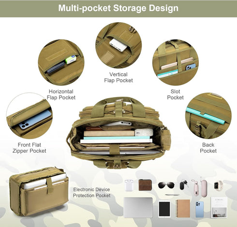 Stypos Tactical Messenger Bag, Military Laptop Briefcase, Messenger Shoulder Bag for Men