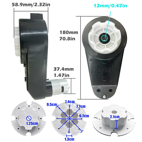 2PCS 24 Volt RS555 35000RPM High-Speed Motor Gearbox for Power Wheels, Kid's Ride on Toys Car Motor Upgrade, Pair of