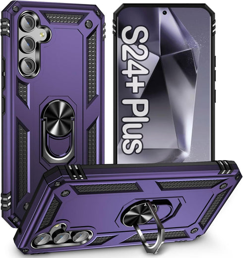ZOEII Military Grade Drop Tested Protective Case for Samsung Galaxy S24 Plus with Stand, Purple