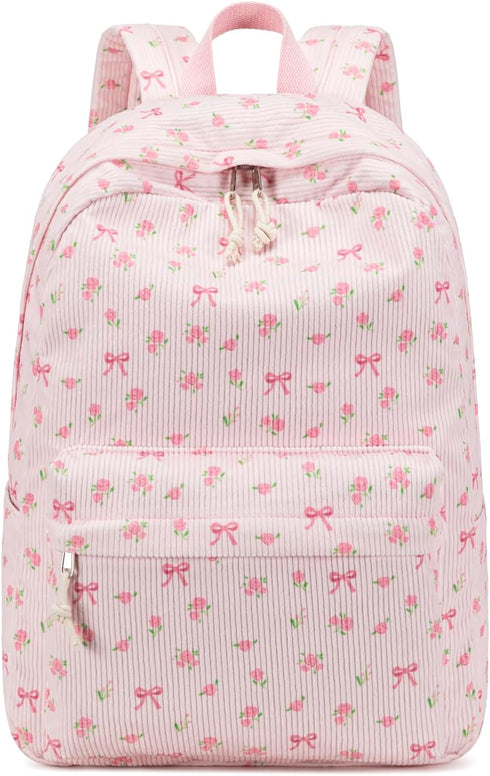 Backpack 17 inch Floral-1) BTOOP School for Girls Teens Large Corduroy Bookbag Lightweight Casual High School College