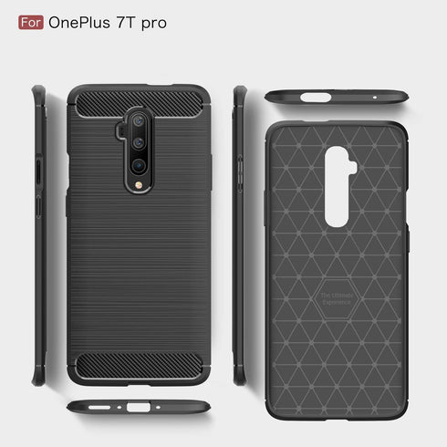 Case Compatible with OnePlus 7T Pro, Carbon Fiber Texture Design Cover, Anti-Scratch Shock Absorption