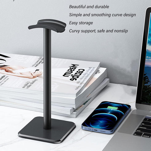 Cuifati Aluminum Desktop Headphone Stand, Headset Earphone Holder with Solid Base TPU Tray, for AirPods, Beats, Bose,
