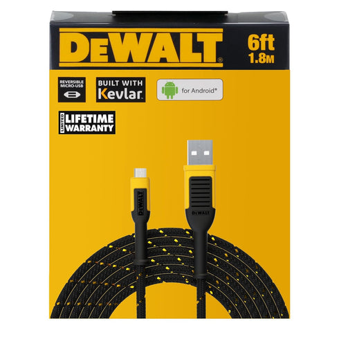 DEWALT Micro-USB to USB Cable, 6 ft Reinforced Braided Charger Cord Compatible with Android Phones