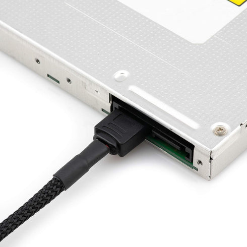 CRJ Slimline SATA Power Adapter Cable - 12-inch (30cm), Black Sleeved - Power 6-Pin Slimline SATA Disk Drives with a 15-Pin SATA Power Supply Connector