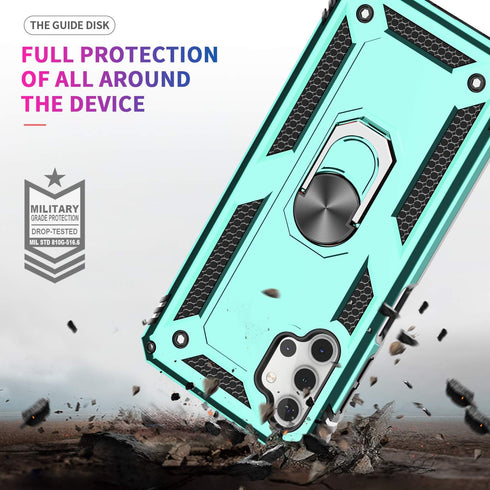 LeYi Samsung Galaxy A32 5G Case, Mint Military-Grade Kickstand Phone Case with 2 Pack Tempered Glass Protector
