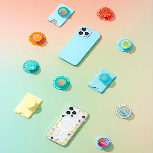 PopSockets Round Phone Grip Compatible with MagSafe, Adapter Ring Included, Wireless Charging Compatible - Marble Swirl
