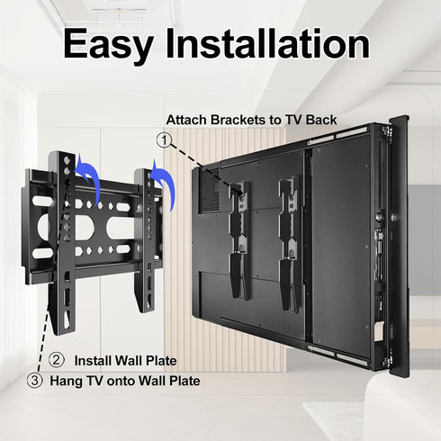 Fixed TV Wall Mount for 14-42" Flat Screen TVs, Small Wall Mount Bracket, Easy Install Low Profile