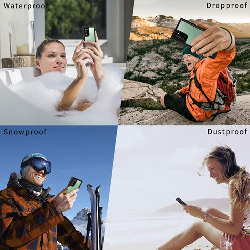 Lanhiem Galaxy Note 20 Case, Built-in Screen Protector, Waterproof Dustproof Heavy Duty Cover (Black/Clear)