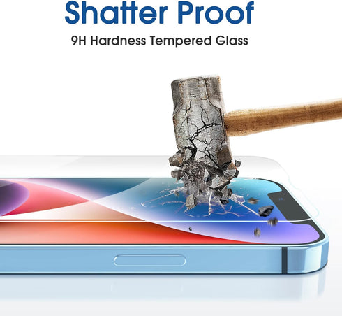amFiIm Tempered Glass Screen Protector for iPhone 14/13/13 Pro 6.1", Bubble-Free, Easy Installation, Anti-Scratch, Case