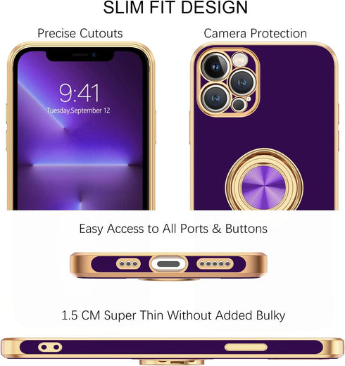 BENTOBEN for iPhone 13 Pro Case - 360° Ring Kickstand Magnetic Car Mount Supported Protective Cover for iPhone 13 Pro