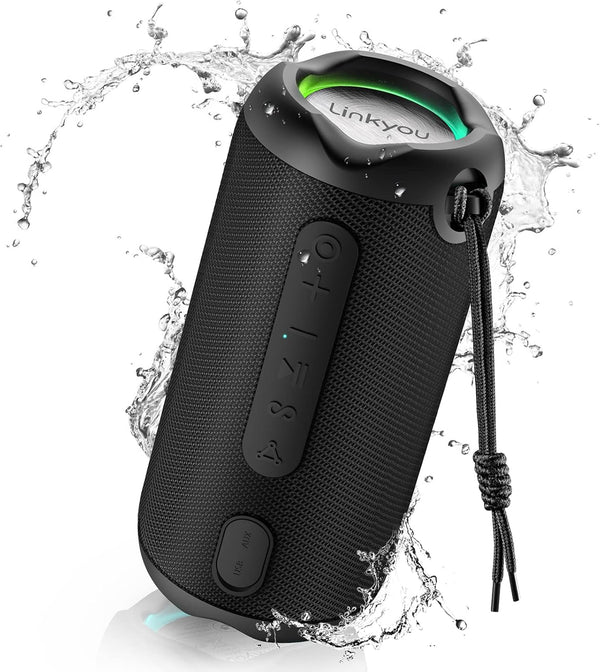 Linkyou Portable Wireless Speakers, 30W Stereo Sound, IPX7 Waterproof, Upgraded Outdoor Speaker for Home/Party/Beach,