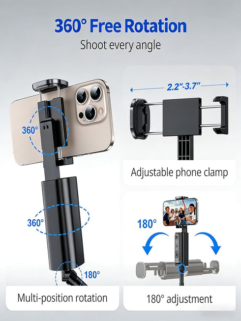 KAMING 57 360 Auto Face Tracking Tripod Phone Tripod for iPhone Rotation Follows Your Movement Phone Holder