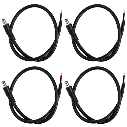 BTFO 4pcs DC5521 Power Pigtails Cables, 16AWG 36V 5.5 x 2.1mm DC Male