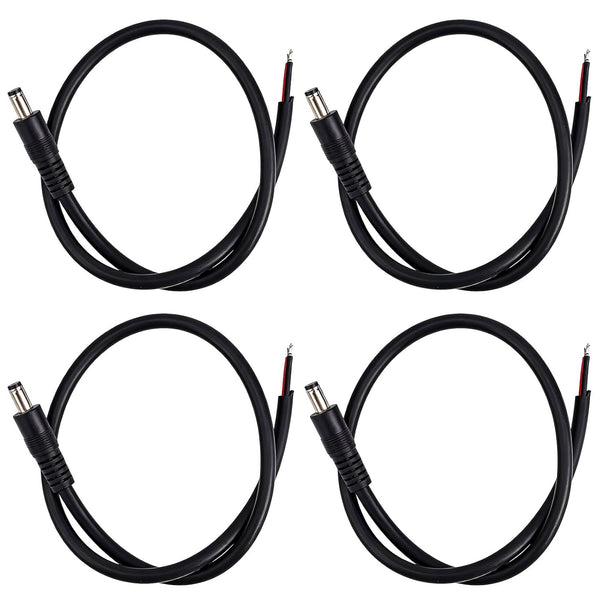 BTFO 4pcs DC5521 Power Pigtails Cables, 16AWG 36V 5.5 x 2.1mm DC Male