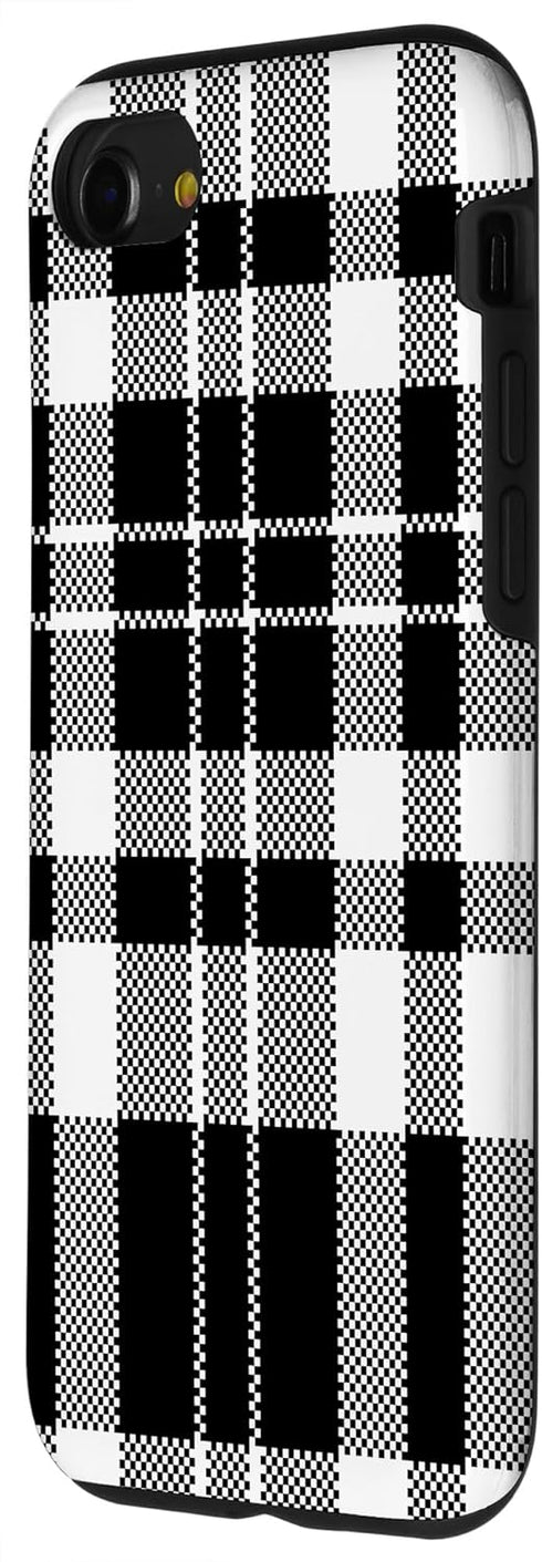 iPhone SE (2020) / 7 / 8 Buffalo Plaid Phone Case Gingham Pattern Black And White Case