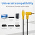 Duttek 90 Degree Short RCA Extension Cable 6in/15cm, 24K Gold-Plated RCA Subwoofer Cable, Male to Female Audio Cable (2
