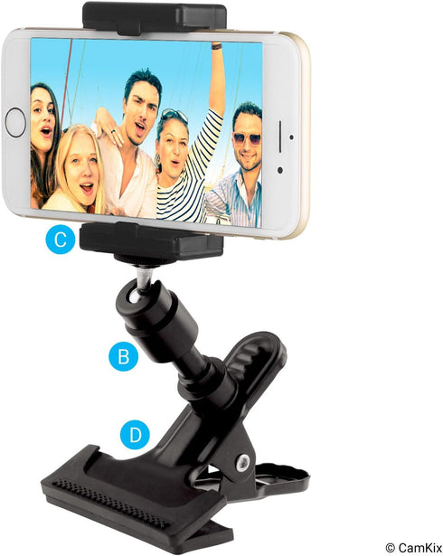 Universal Phone/Camera Holder with Flexible Gooseneck and Strong Clamp - for Mobile Photography, Vlogs, Videos, GPS,