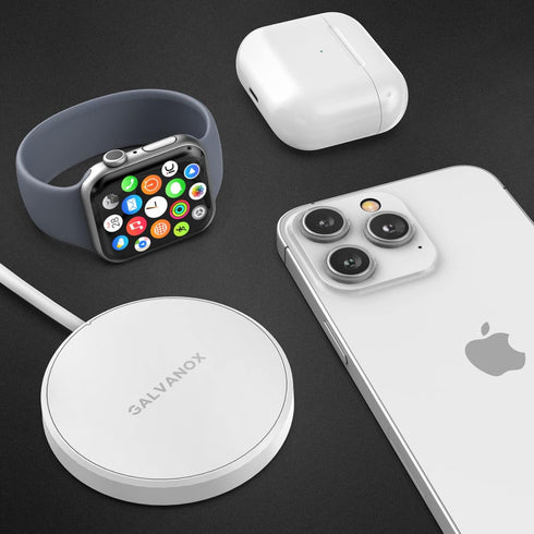 Galvanox Watch + iPhone Magnetic Wireless Charger, Compatible with MagSafe, for Apple Watch Series & iPhone 15