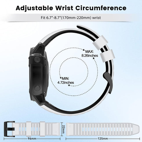 OVERSTEP Compatible with Garmin Fenix 7 Band, 22mm Wide Soft Replacement Strap for Fenix 5, 6, 7 Smart Watch