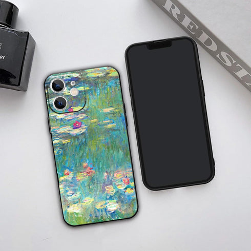 iPhone 11 Retro Floral Phone Case, Monet Water Lilies Green Landscape Aesthetic Art, Shockproof Protection