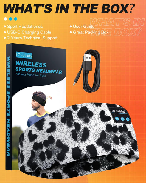 LC-dolida Sleep Headphones Bluetooth Headband, Cozy Wireless Headphones with Thin HD Stereo Speakers for Travel