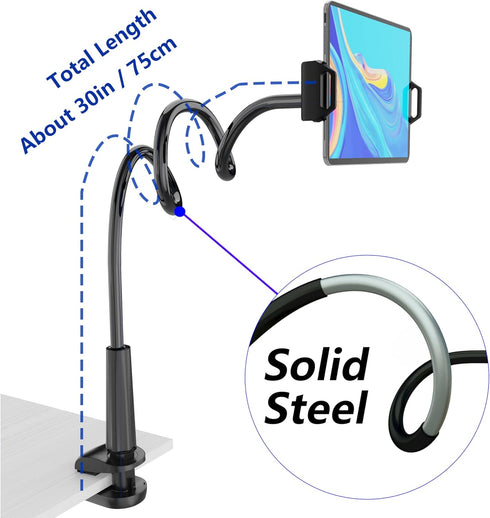 MAGIPEA 360 4.7-13" Gooseneck Tablet Holder for Bed, Flexible Tablet Stand Holder with Adjustable, Hands Free Tablet