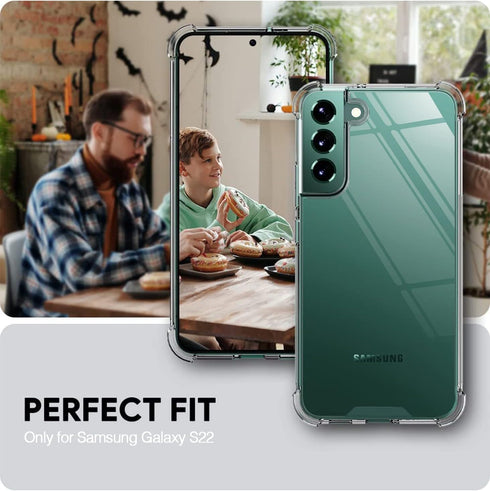 KIOMY Samsung Galaxy S22 5G Case, Shockproof Bumper Protective Cover with Airbags Corners Hybrid Design (Clear)