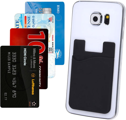 Credit Card/ID Card Holder - Silicone Material, Attach to Almost Any Phone, Carry Essential Cards with Safe Flight Cloth