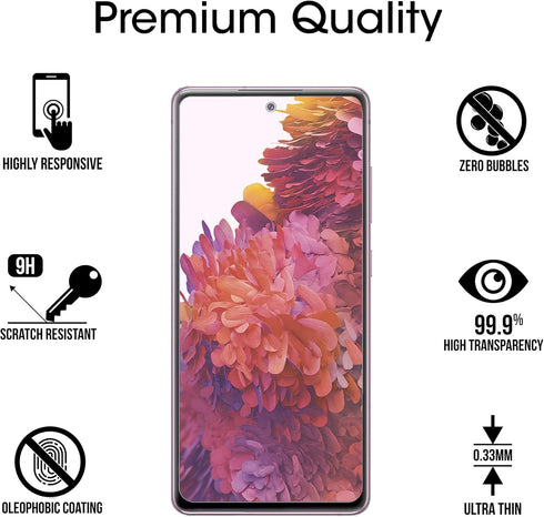 amFilm Tempered Glass Screen Protector and Camera Lens Protector for Samsung Galaxy S20 FE 6.5'' - Pack of 3+2