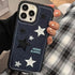 Casechics iPhone 14 Case, Cool Denim Fabric Embroidery Star, Soft Shockproof Cover - Blue