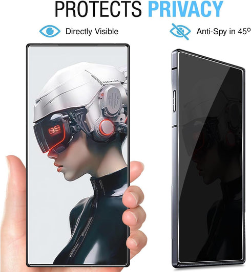 for Nubia Red Magic 9 Pro/Magic 9 Pro+ Privacy Screen Protector and Camera Lens Protector, Anti-Spy Flexible 9H Hardness