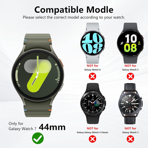 (4+4 Pack) Screen Protector Case for Samsung Galaxy Watch 7 44mm, Hard PC Bumper & HD Anti-Fog Tempered Glass Protective Film Face Cover for Galaxy Watch 7 44mm Women Men