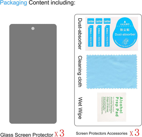 3 Pack Anti-Spy Tempered Glass Privacy Screen Protector for Google Pixel 7 - Ultra HD, Bubble-Free, 9H Scratch