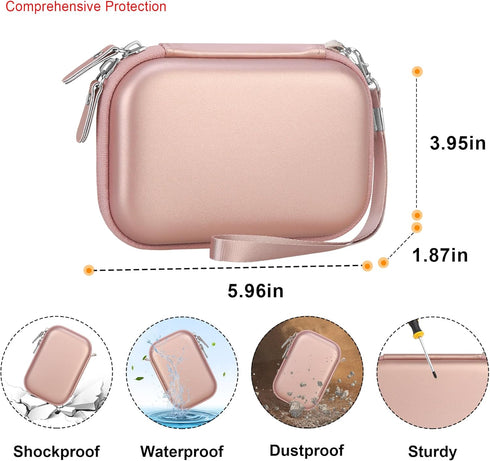 Digital Camera Carrying Case for CAMKORY/toberto/AiTechny/VAHOIALD/IWEUKJLO FHD 1080P, Kids Compact Storage Bag, Rose