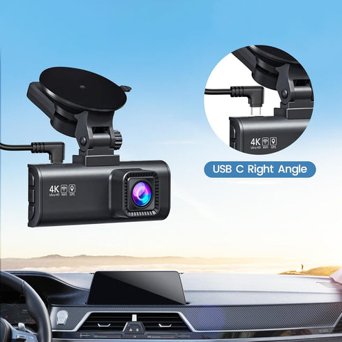 90-Degree 11.5ft weishan USB C Dash Cam Power Cord, USB to USB-C Charging Cable for Dashcam Rear View Mirror Camera