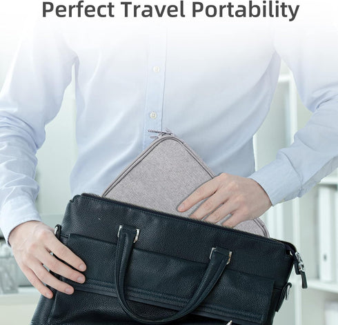 Electronics Organizer Travel Case, Cord Cable Charger Bag, Double Layers Tech Pouch with 5 Cable Ties, Grey