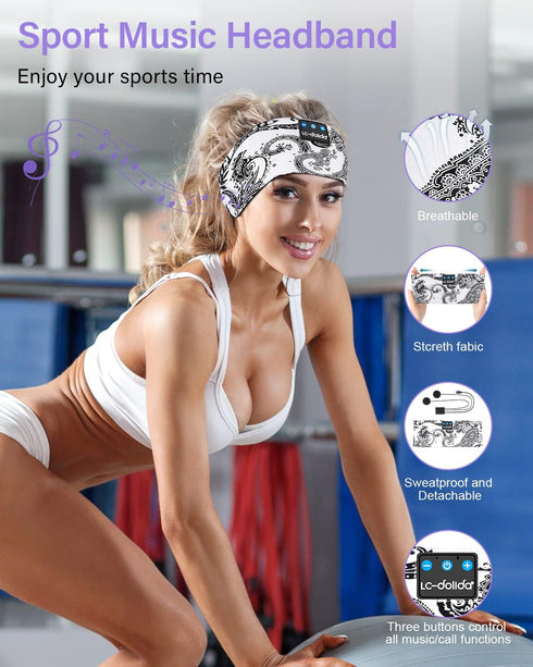 LC-dolida Sleep Headphones - Bluetooth Wireless Headphones with Thin HD Stereo Speakers for Side Sleepers, Travel