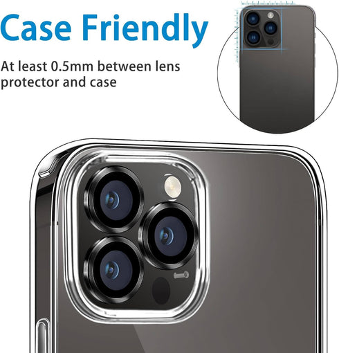 iPhone 12 Pro Max Camera Lens Protector - 9H Tempered Glass, Shockproof Cover, Anti-Scratch - 3 Pcs Graphite, 6.7 inch.