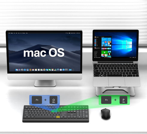 EDJO 3 2.4G Wireless Keyboard and Mouse Combo, Full Size Quiet Key Computer Keyboard and Cordless Mice with DPI