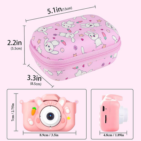 Leayjeen Kids Camera Case for Goopow/Mgaolo/CIMELR/Seckton/OZMI/Dylanto, Pink Rabbit Case Only for Toddlers and Teens