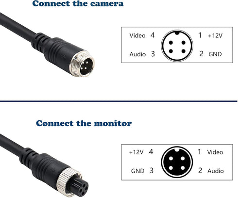17FT / 5m Backup Camera Cable, 4-pin Aviation Video Extension Cable for Car Video System