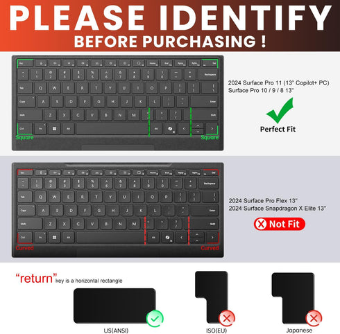 CaseBuy Ultra Thin TPU Keyboard Cover for 2024 Microsoft Surface Pro 11 Tablet, 13" Protector (Not Fit Surface Pro Flex)
