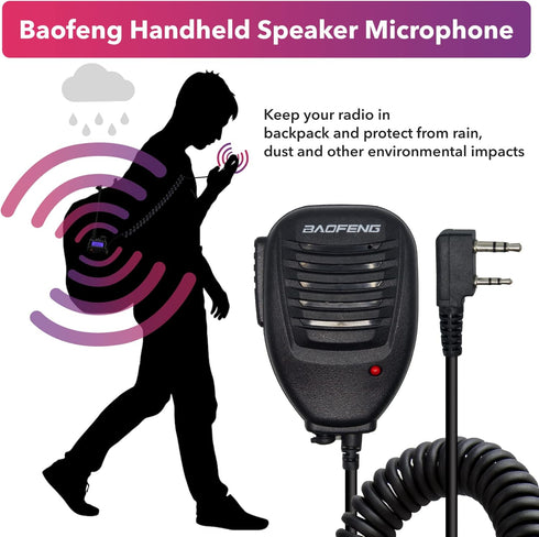 MIRKIT 2pcs Baofeng Mic for Two Way Radio, Radio Shoulder Mic with Reinforced Cable, Noise Reduction, USA Warranty