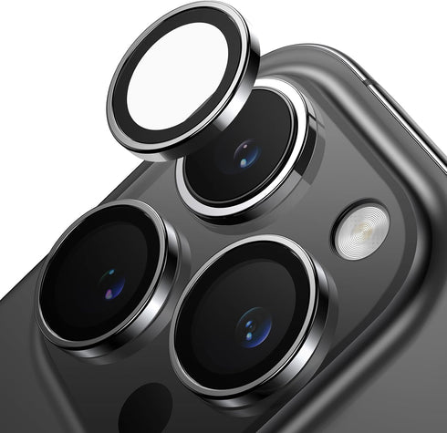 TORRAS LensGuard iPhone 15 Pro/iPhone 15 Pro Max Camera Lens Protector, Aerospace Grade 9H Tempered Glass, Black